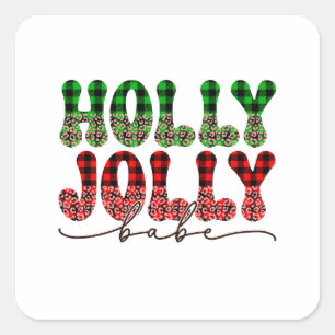 Adesivo Quadrado Xmas Gift Holly Jolly Babe