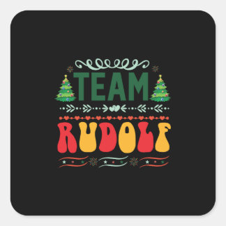 Adesivo Quadrado Xmas Gift Team Rudolf