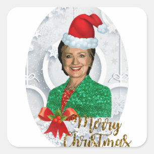 Adesivo Quadrado xmas Hillary clinton da feliz