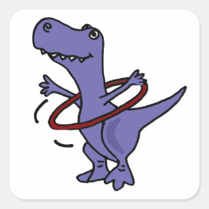 Adesivo Quadrado XX- dinossauro engraçado de T-rex usando a aro de