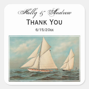 Adesivo Quadrado Yachts de Vintage Náutica Correndo 1 Selo de Etiq