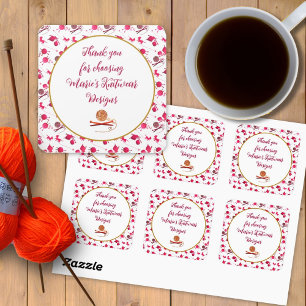 Adesivo Quadrado Yarn Venler Fiber Arts Obrigado Mensagem