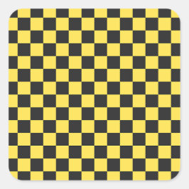 Adesivo Quadrado Yellow and black checkerboard pattern