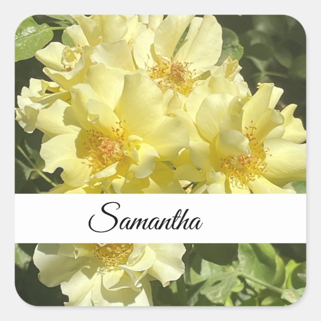 Adesivo Quadrado Yellow Botanical Flowers (Frente)