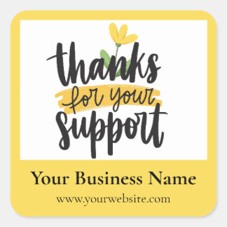 Adesivo Quadrado Yellow Floral Thank you business packaging sticker