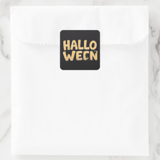 Adesivo Quadrado Yellow Gingham Halloween Cat