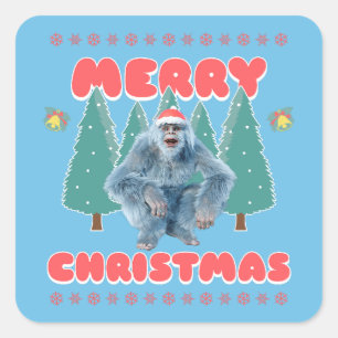 Adesivo Quadrado Yeti Engraçado - Feliz Natal