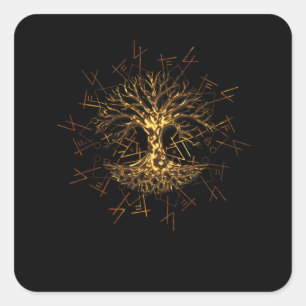 Adesivo Quadrado Yggdrasil World Ash Tree Of Life Pagan