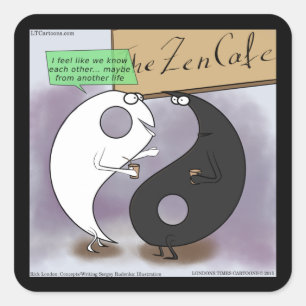 Adesivo Quadrado Yin Encontra Yang Zen Divertido