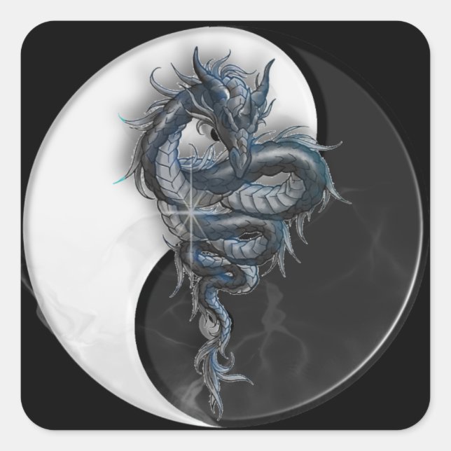 Adesivo Quadrado Yin Yang Chinês Dragon Square Stickers (Frente)