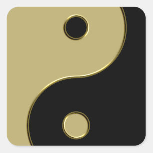 Adesivo Quadrado yin yang preto e dourado