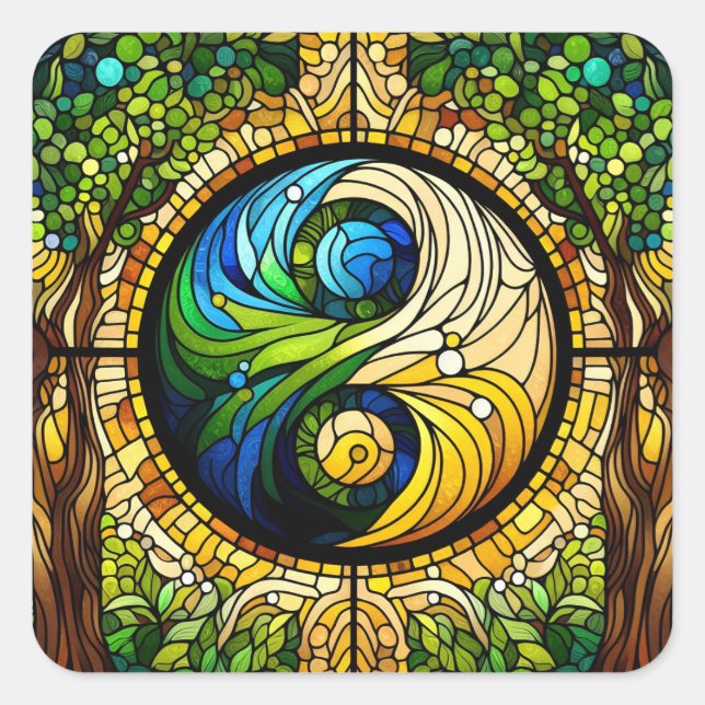 Adesivo Quadrado Yin Yang Stickers (Frente)