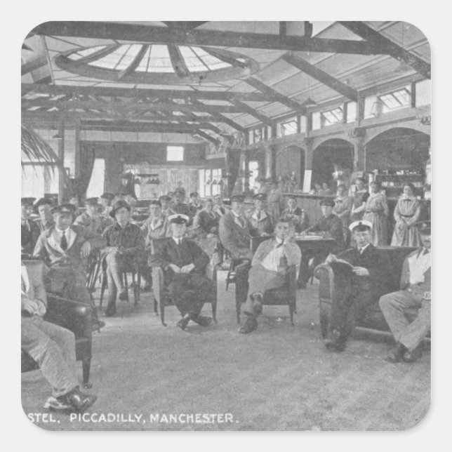 Adesivo Quadrado YMCA Hostel, Piccadilly, Manchester, c.1910 (Frente)