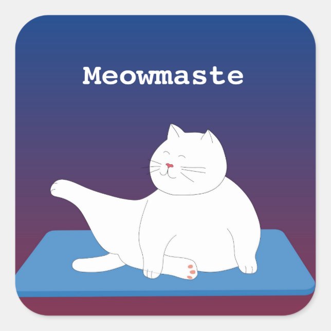 Adesivo Quadrado Yoga Cat Sticker Meowmaste (Frente)