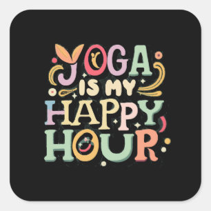 Adesivo Quadrado Yoga É Minha Hora Feliz