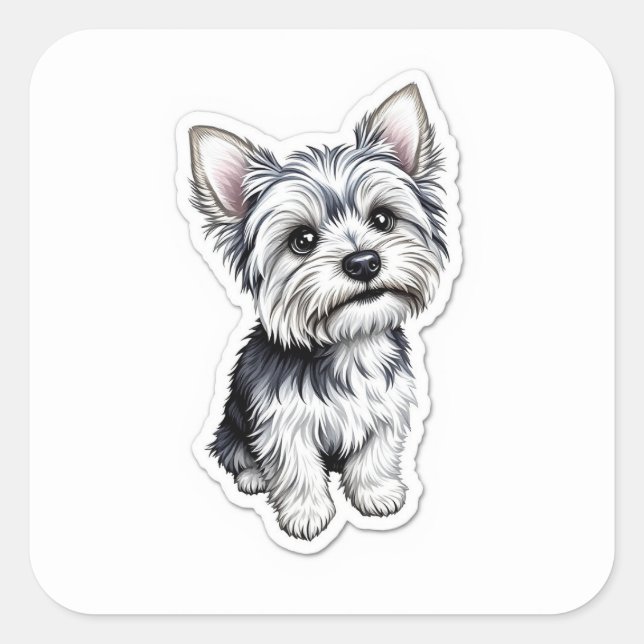 Adesivo Quadrado Yorkie Charm (Frente)