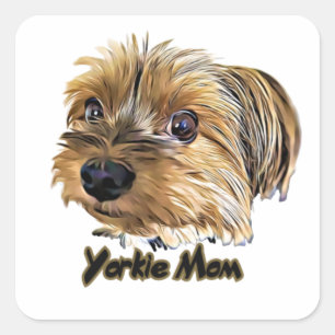 Adesivo Quadrado Yorkie Mãe Cute Yorkshire Terrier Yorkie face