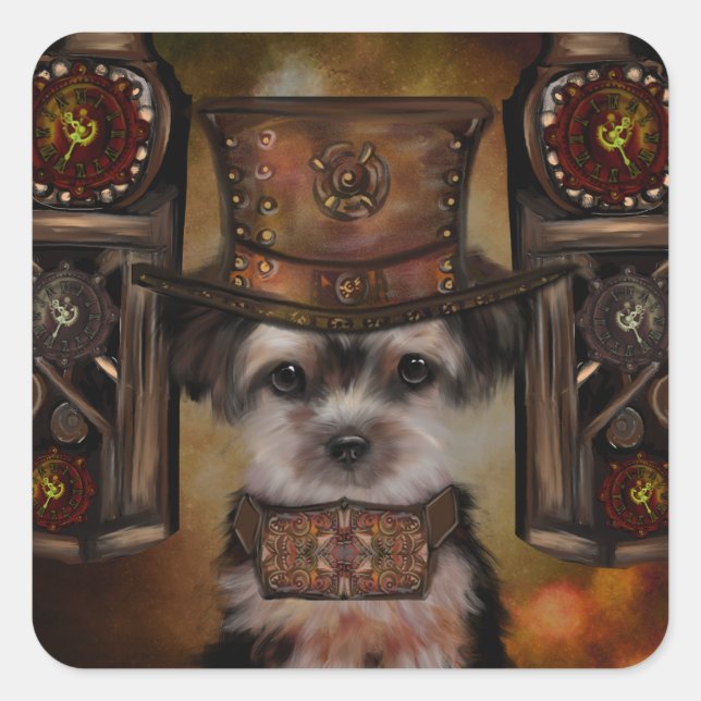 Adesivo Quadrado Yorkie Poo (Frente)