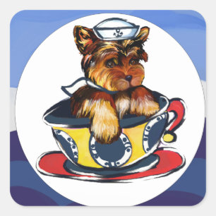 Adesivo Quadrado Yorkie Poo Marinho