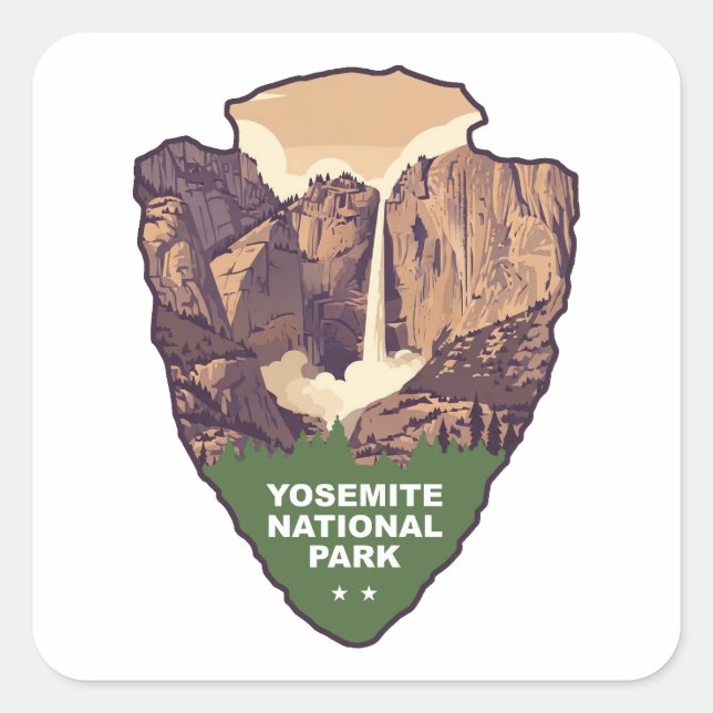 Adesivo Quadrado Yosemite National Park Bridalveil Fall Arrowhead (Frente)