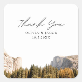 Adesivo Quadrado Yosemite National Park Casamento Favor Obrigado