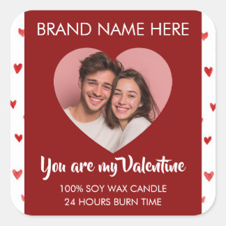 Adesivo Quadrado You Are My Valentine Custom Photo Candle Labels