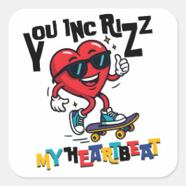 Adesivo Quadrado You Inc Rizz my Heartbeat - Cute skateboard heart
