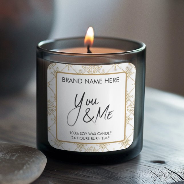 Adesivo Quadrado You & Me Valentine's Day Candle Label (Criador carregado)