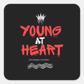 Adesivo Quadrado Young at Heart – Youthful Spirit Motivational