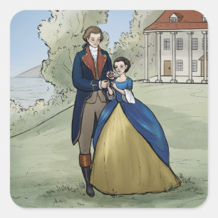 Adesivo Quadrado Young George e Martha Washington no Monte Vernon