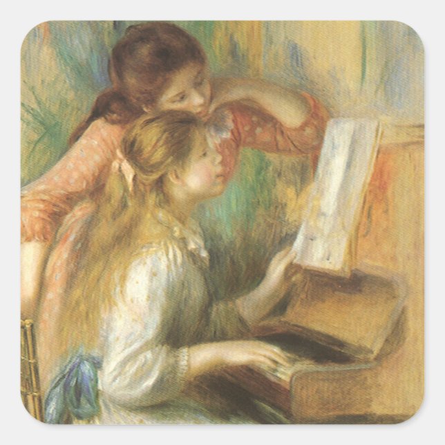 Adesivo Quadrado Young Girls in Piano por Pierre Renoir (Frente)