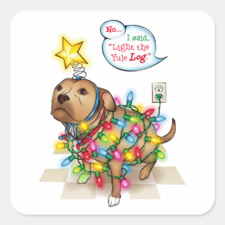 Adesivo Quadrado Yule Dog Sticker