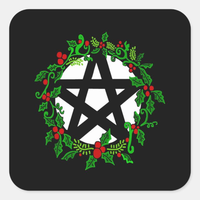 Adesivo Quadrado Yuletide Pentacle Sticker (Frente)