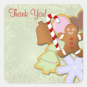 Adesivo Quadrado Yummy Cookie Exchange Obrigado Sticker Mint