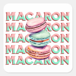 Adesivo Quadrado Yummy Pastel Macaron Cookies com Vintage Vibe