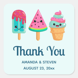 Adesivo Quadrado Yummy Sorvete Trio Summer Vibe - Obrigado