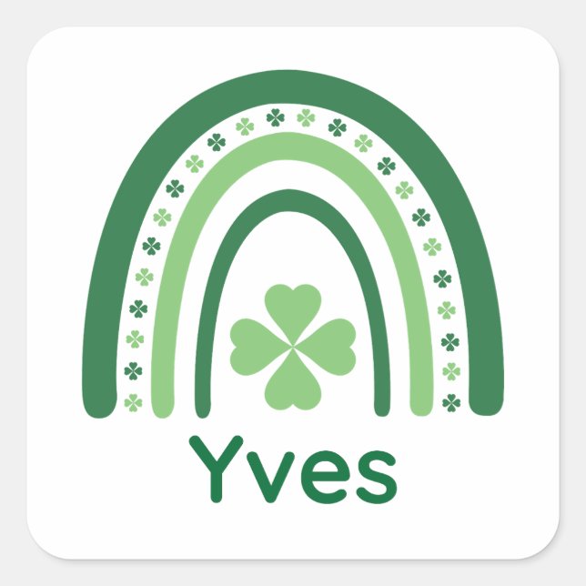 Adesivo Quadrado Yves Name Clover Boho Rainbow (Frente)