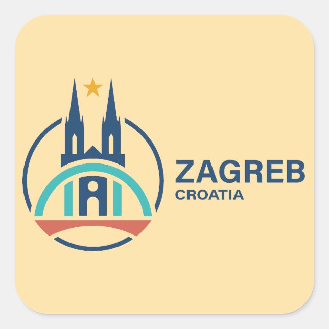 Adesivo Quadrado Zagreb Croatia Europe (Frente)