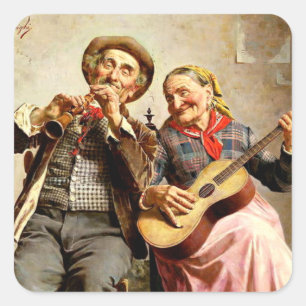 Adesivo Quadrado Zampighi - Música Doce, pintura vintage