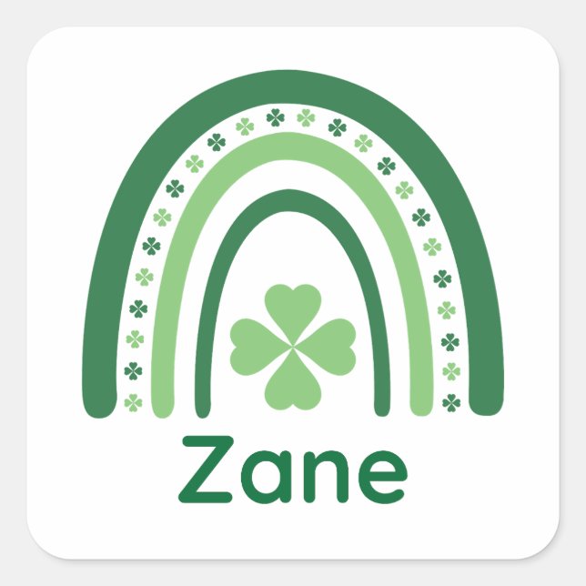 Adesivo Quadrado Zane Name Clover Boho Rainbow (Frente)