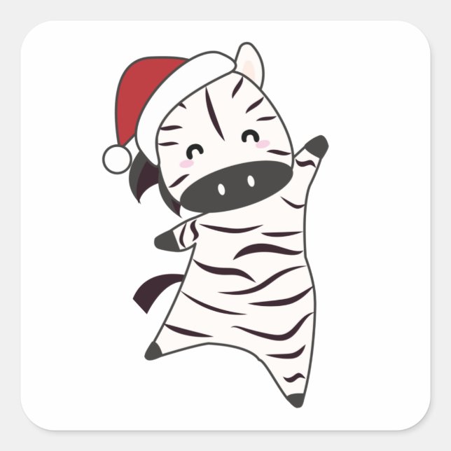 Adesivo Quadrado Zebra Christmas Zebras (Frente)