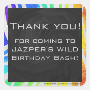 Adesivo Quadrado Zebra Monograma Arco-íris e Impressão branco