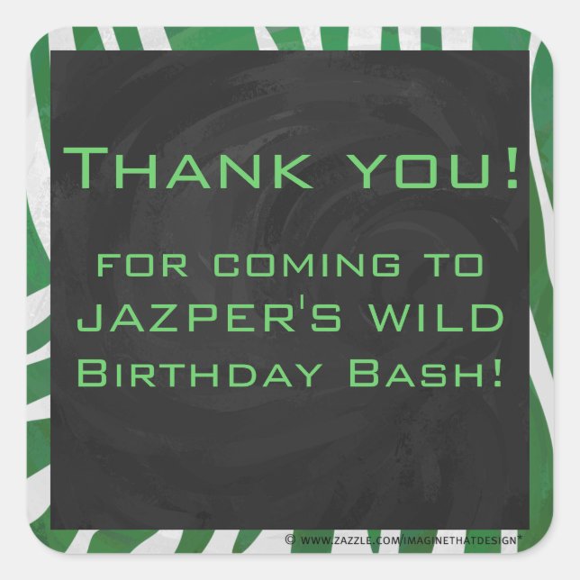 Adesivo Quadrado Zebra Monograma Impressão verde e branco (Frente)