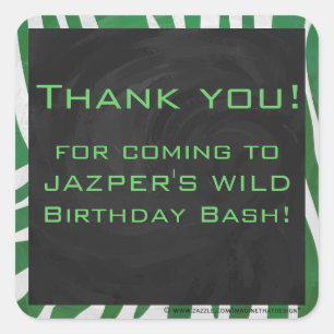 Adesivo Quadrado Zebra Monograma Impressão verde e branco