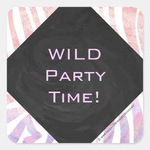 Adesivo Quadrado Zebra Monograma Rosa e Branco