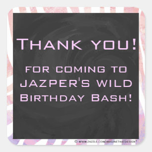 Adesivo Quadrado Zebra Monograma Rosa e Branco