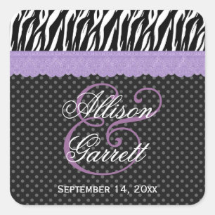 Adesivo Quadrado Zebra que Wedding o casamento roxo do laço