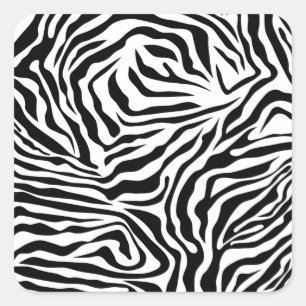 Adesivo Quadrado Zebra Stripes Impressão Animal Selvagem Preta E B