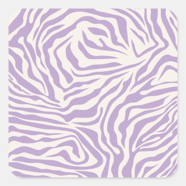 Adesivo Quadrado Zebra Stripes Preppy Purple Animal Print (Frente)