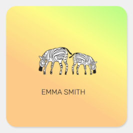 Adesivo Quadrado Zebras Queniana Feliz e Bonita